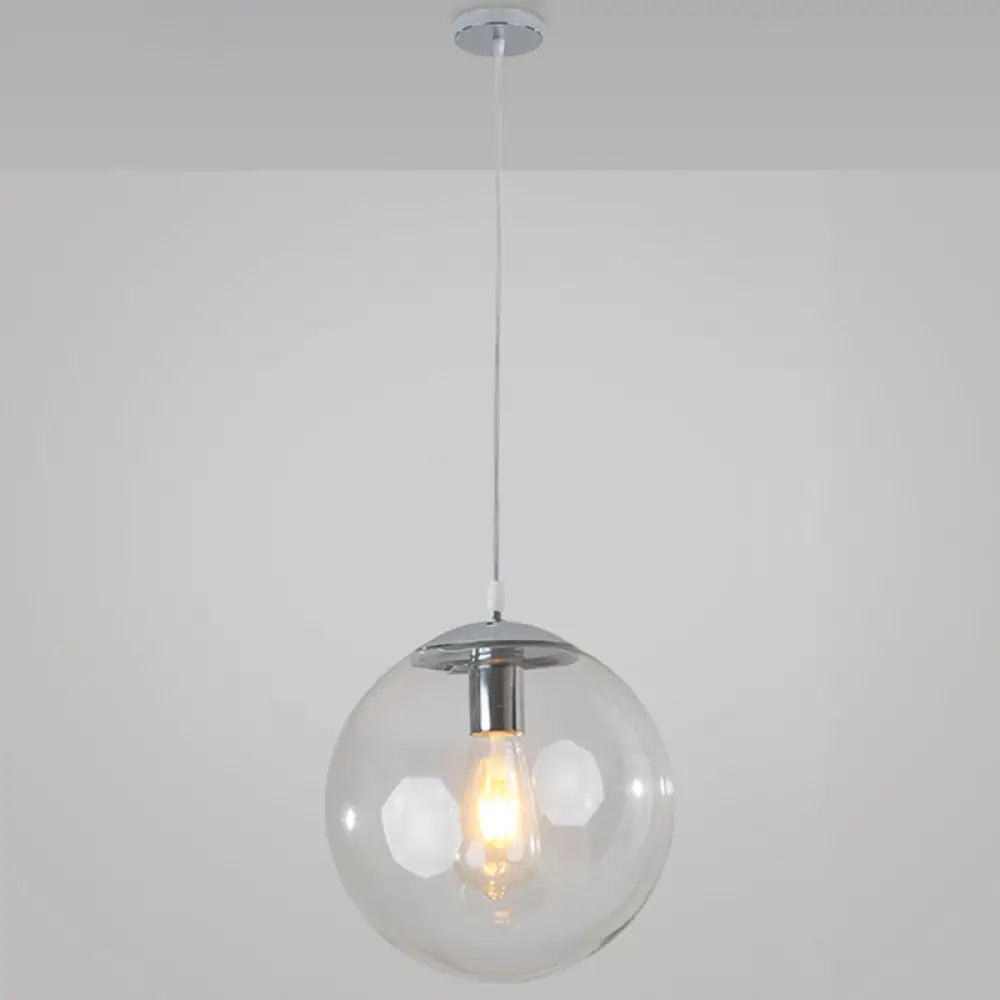 Minimalist Transparent Glass Ball Pendant Light with 39" Hanging Wire