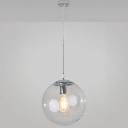 Minimalist Transparent Glass Ball Pendant Light with 39" Hanging Wire