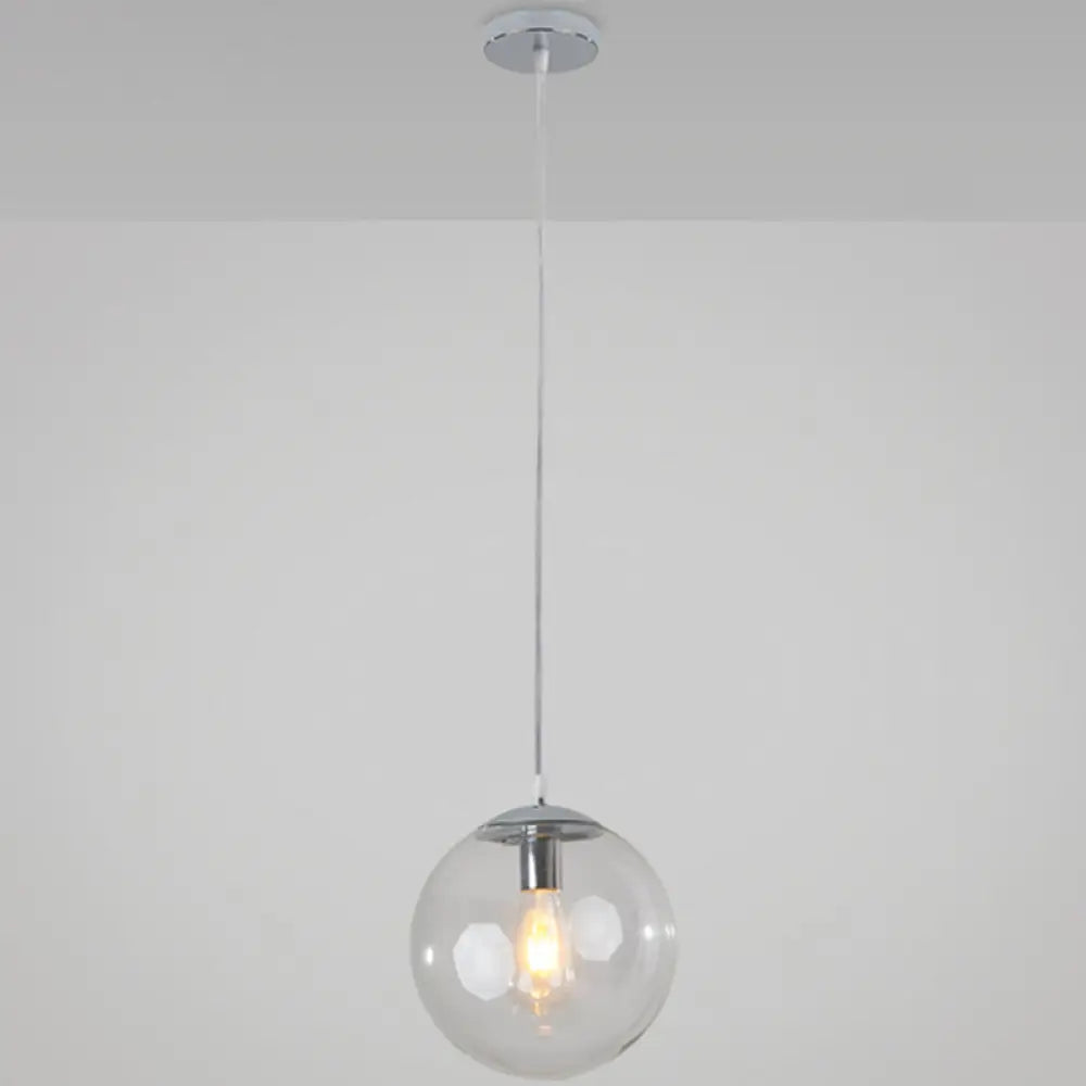 Minimalist Transparent Glass Ball Pendant Light with 39" Hanging Wire