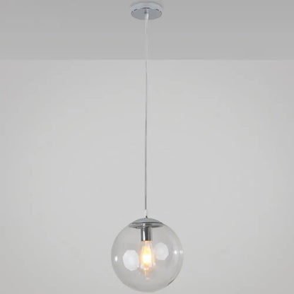 Minimalist Transparent Glass Ball Pendant Light with 39" Hanging Wire