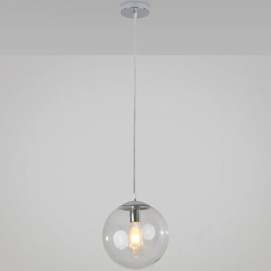 Minimalist Transparent Glass Ball Pendant Light with 39" Hanging Wire