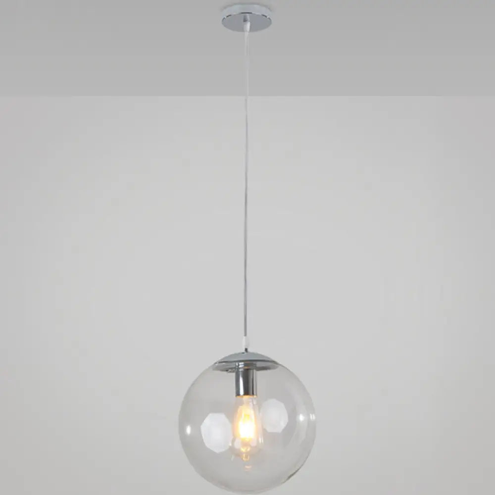 Minimalist Transparent Glass Ball Pendant Light with 39" Hanging Wire