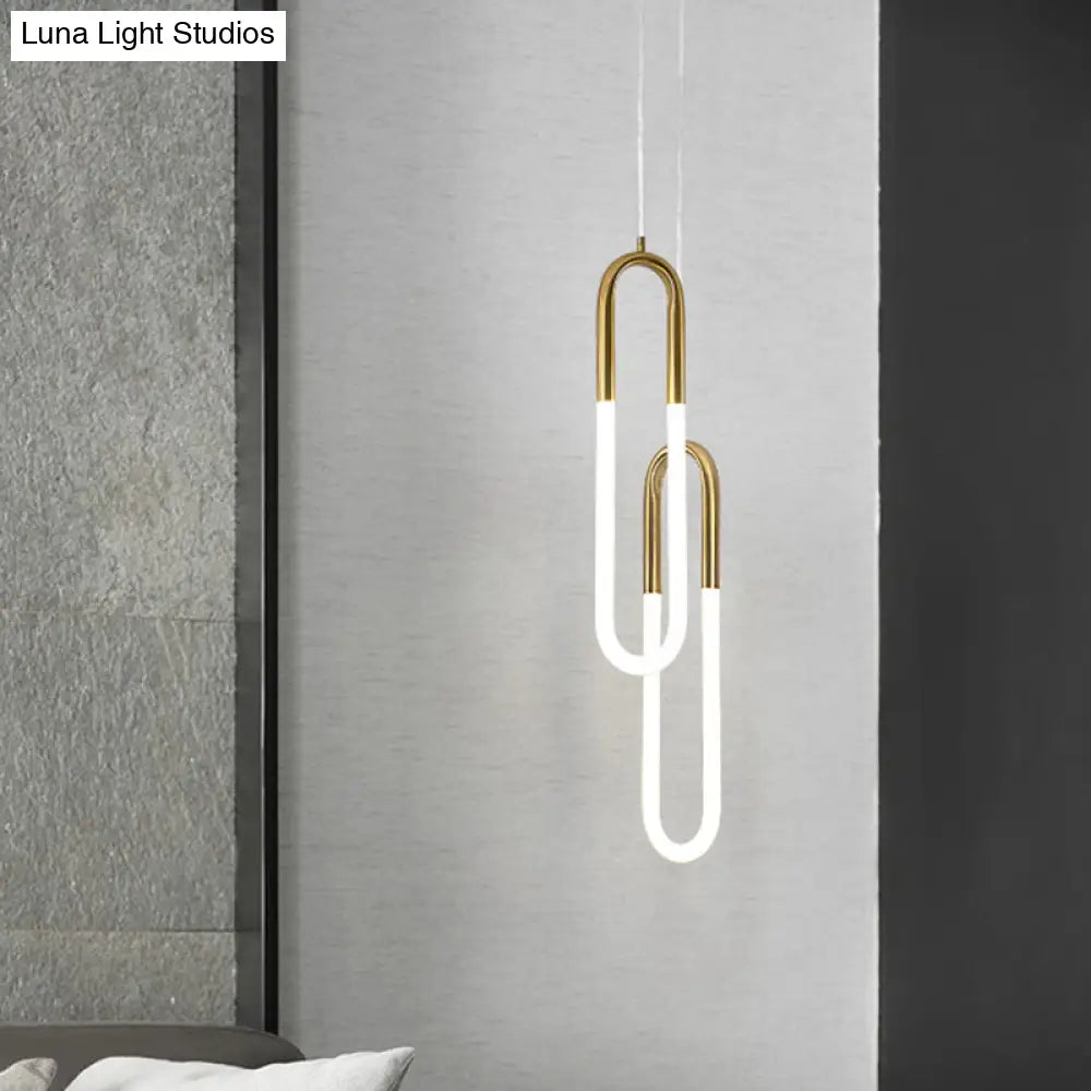 Minimalist U-Shaped Acrylic LED Ceiling Pendant Light Fixture for Living Room