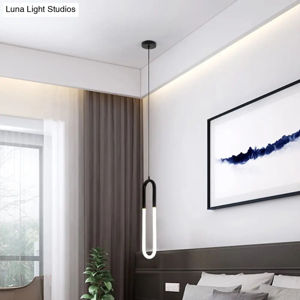 Minimalist U-Shaped Acrylic LED Ceiling Pendant Light Fixture for Living Room