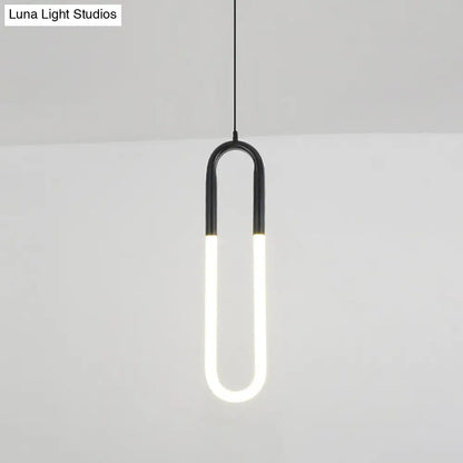 Minimalist U-Shaped Acrylic LED Ceiling Pendant Light Fixture for Living Room