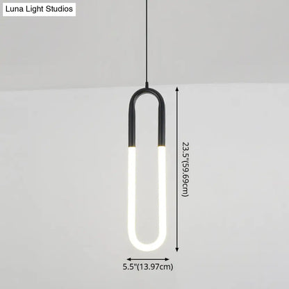 Minimalist U-Shaped Acrylic LED Ceiling Pendant Light Fixture for Living Room