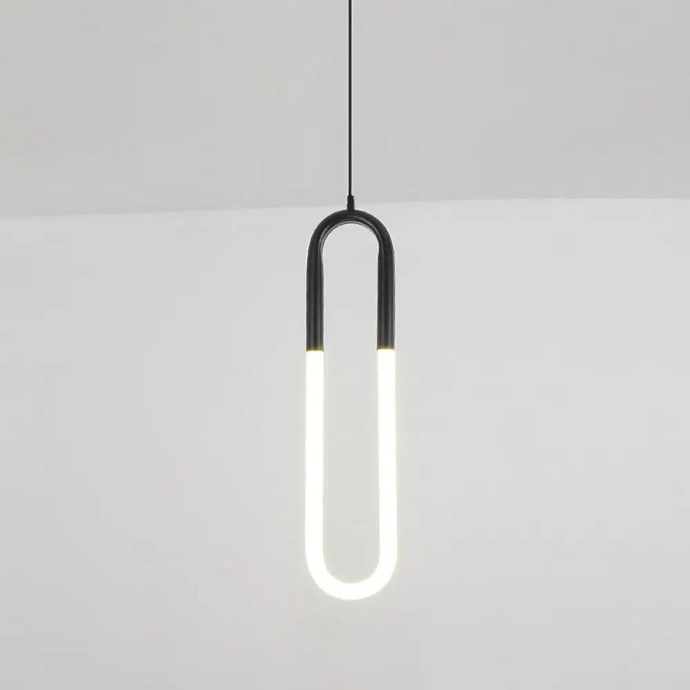 Minimalist U-Shaped Acrylic LED Ceiling Pendant Light Fixture for Living Room