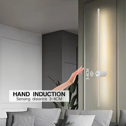 Minimalist white slim wall lamps with hand induction sensor 360 rotation for bedroom decorbites led wall lamps