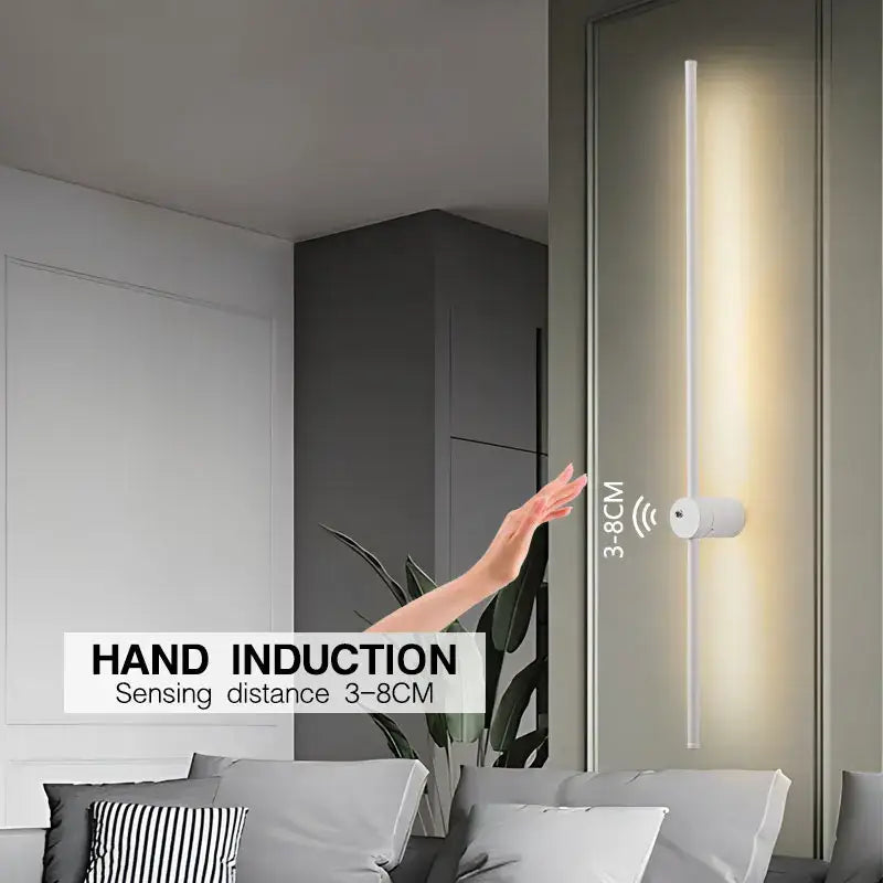 Minimalist white slim wall lamps with hand induction sensor 360 rotation for bedroom decorbites led wall lamps