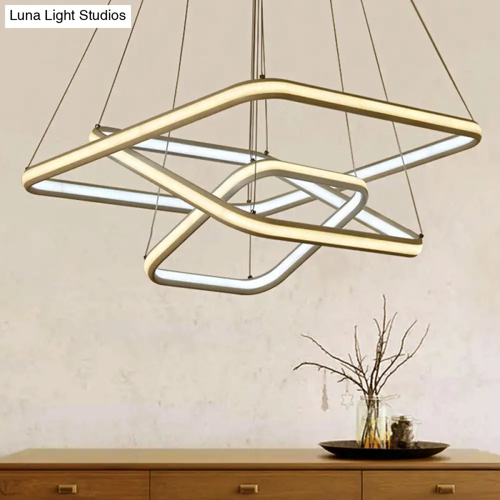 Lámpara de techo colgante minimalista de acrílico blanco - Lámpara LED cuadrada (luz blanca/cálida)