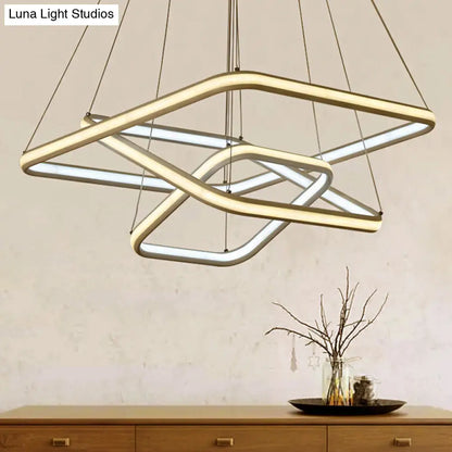 Lámpara de techo colgante minimalista de acrílico blanco - Lámpara LED cuadrada (luz blanca/cálida)