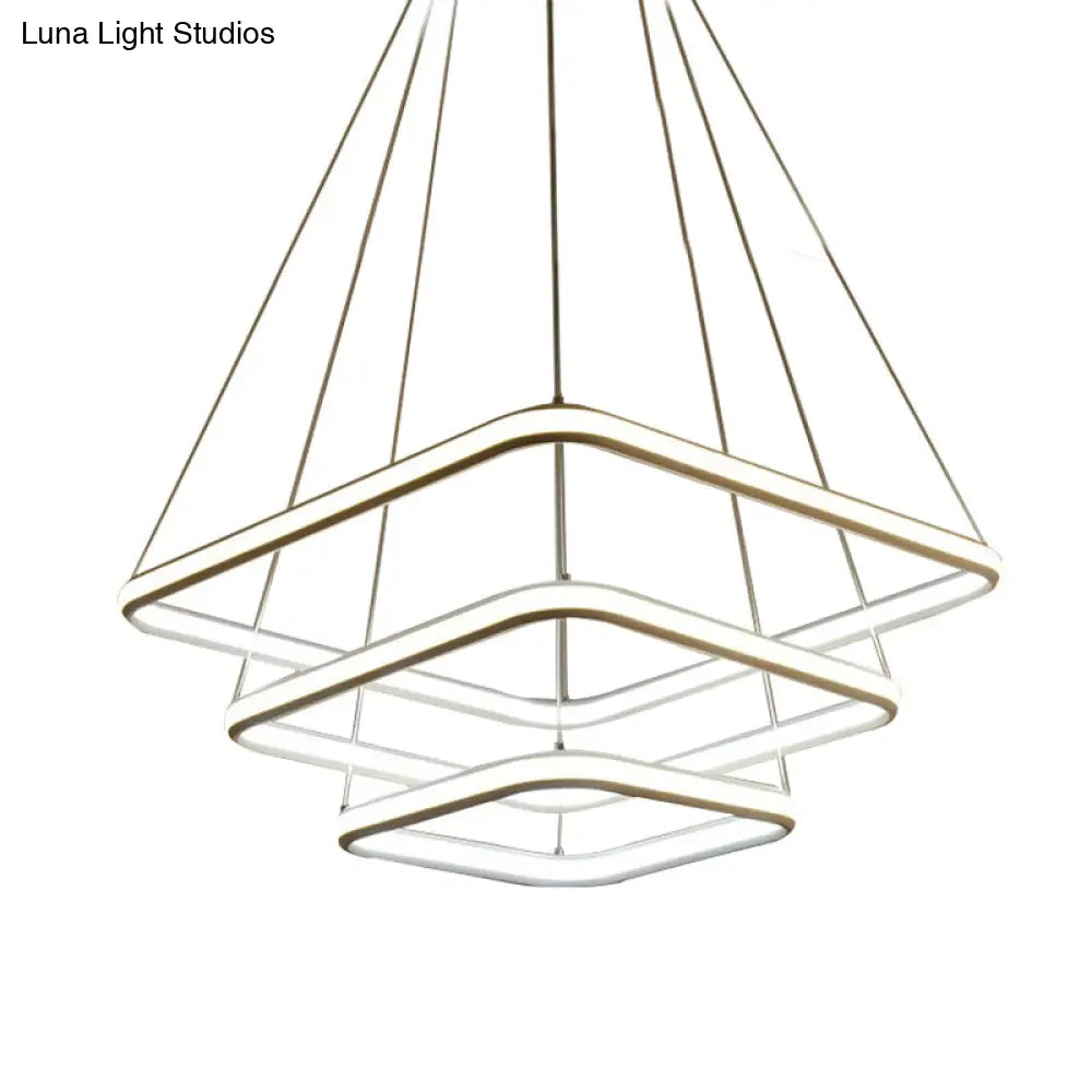 Lámpara de techo colgante minimalista de acrílico blanco - Lámpara LED cuadrada (luz blanca/cálida)