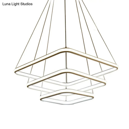 Lámpara de techo colgante minimalista de acrílico blanco - Lámpara LED cuadrada (luz blanca/cálida)