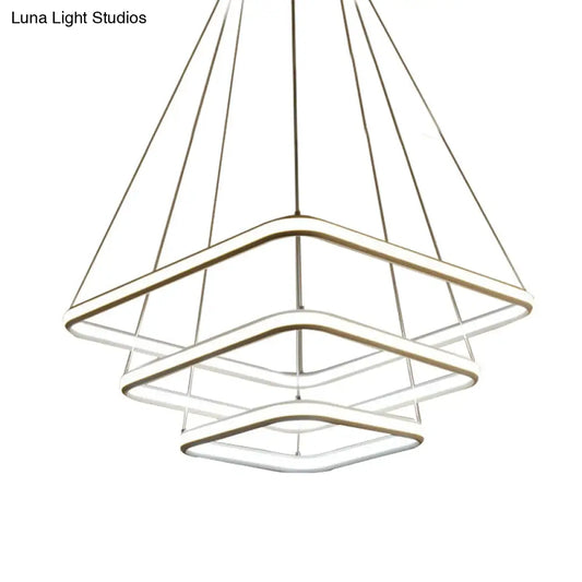 Lámpara de techo colgante minimalista de acrílico blanco - Lámpara LED cuadrada (luz blanca/cálida)