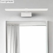 Minimalist white acrylic vanity mirror light with sleek rectangular led design and integrated bulb base for bathroom use