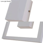 Minimalist white acrylic light fixture with geometric design and gold screw for direct wired electric bedroom use