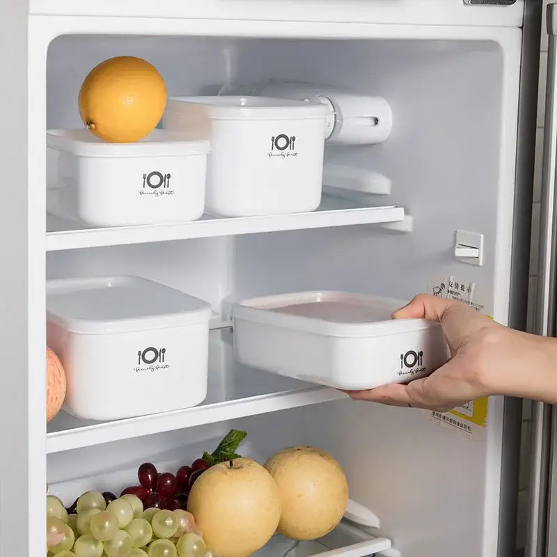 Minimalist white plastic bento box with black 101 logo by decorbites bento box for kitchen food storage