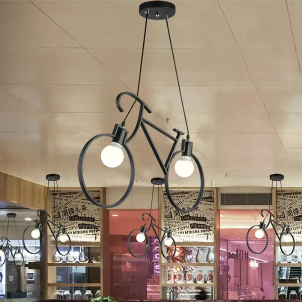 Black metal decorbites minimalist city bike pendant light with open bulb design dual 220v-240v 110v-120v fixtures