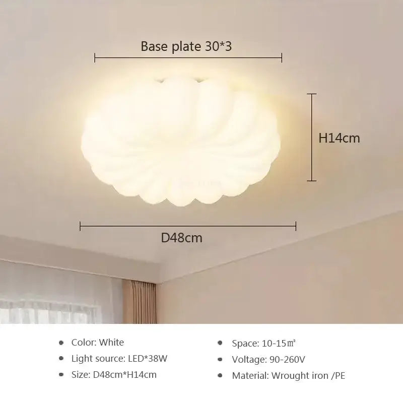 Minimalist white cloud led ceiling light with frosted glass diffuser and wrought iron frame for bedroom decorbites cloud led