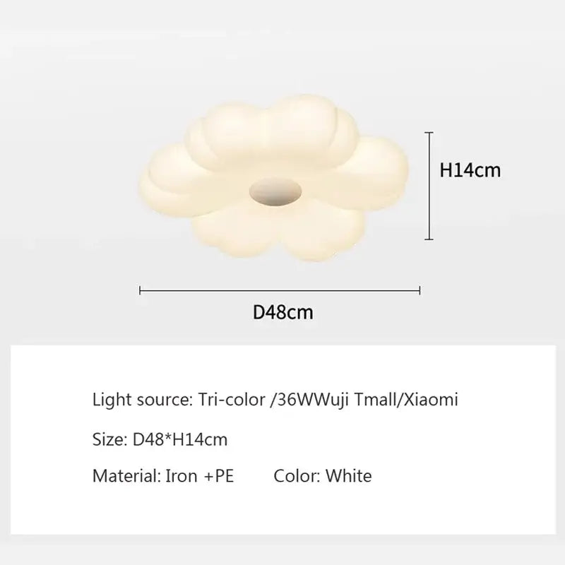 Minimalist white cloud led ceiling light with soft petal design made of iron and PE for bedroom decorbites cloud led decor