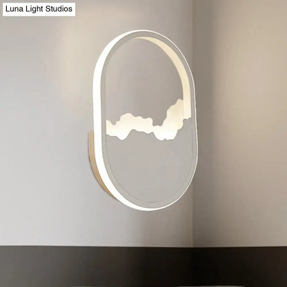 Minimalist white cloud led wall sconce wall lamp with sleek oval frame and illuminated design for bedroom mirror lighting