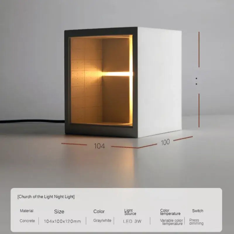 Minimalist white concrete church table lamp with gray frame and warm led illumination for bedroom night light decorbites concrete church concrete church table