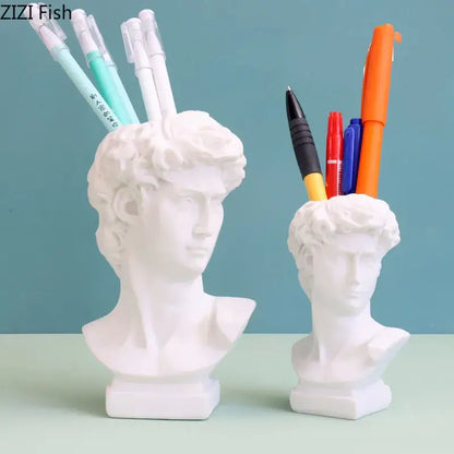 Minimalist white david portrait resin sculpture pen holders shaped like michelangelos david for living room decorbites david portrait decor