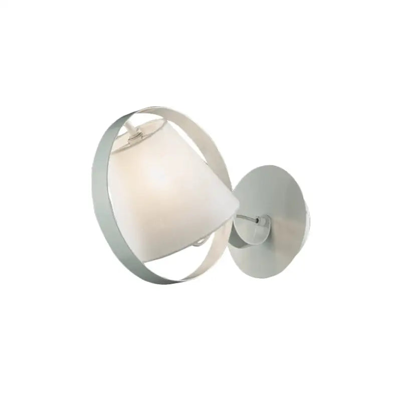 Minimalist white fabric wall light with metal ring and frosted glass shade for bedroom modern metal ring wall light