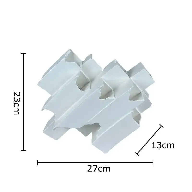Minimalist white geometric ceramic desk ornament with interlocking angular forms for decorbites geometric ceramic decor