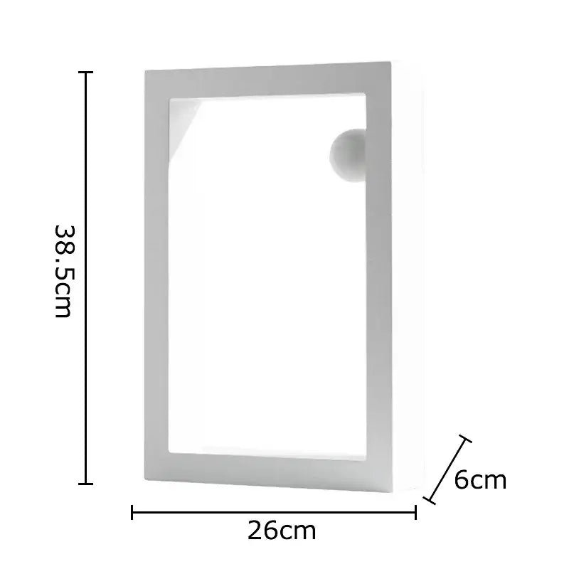Minimalist white rectangular mirror with a sleek frame and small circular handle for decorbites geometric circle desk ornament