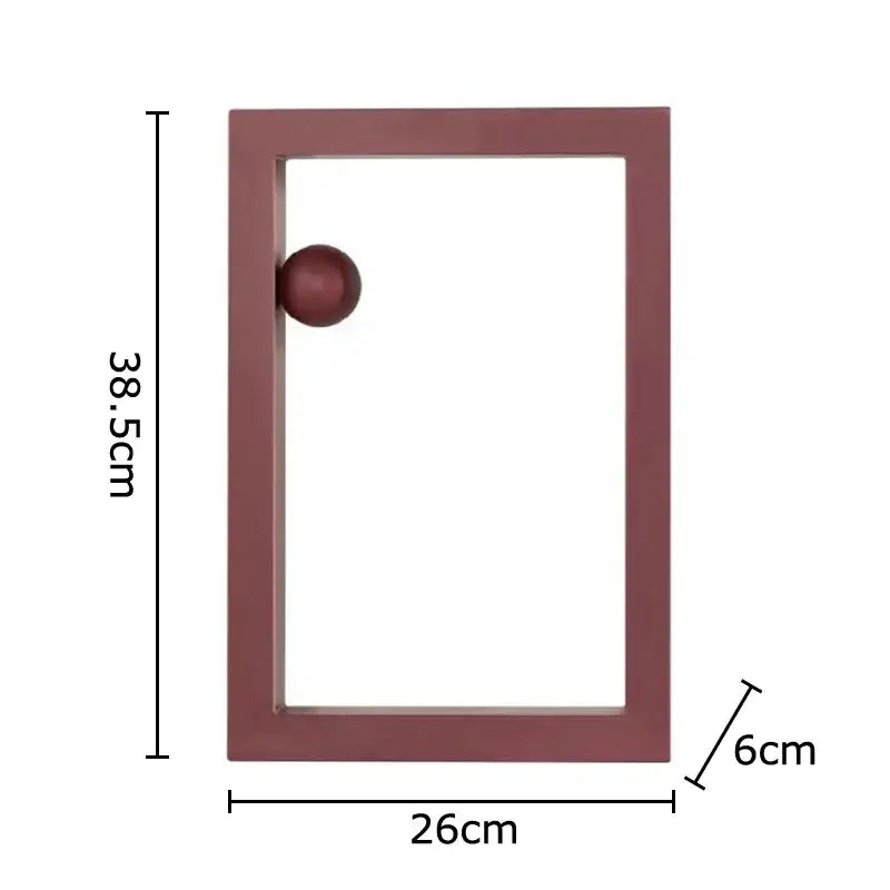 Minimalist rectangular desk ornament in matte burgundy with a geometric circle decorbites knob on left side