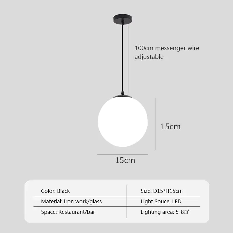 Minimalist black glass ball pendant light with ironwork frame and led bulb for dining room decorbites glass ball pendant lights