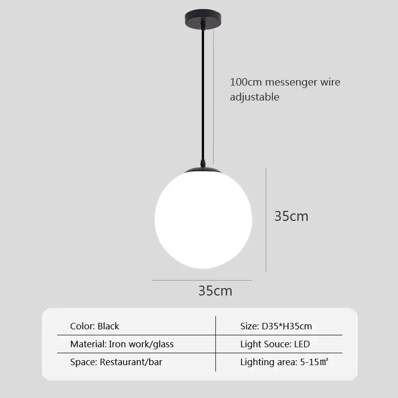 Black spherical pendant light with glass ball pendant and ironwork frame featuring led bulb for dining room decorbites glass ball
