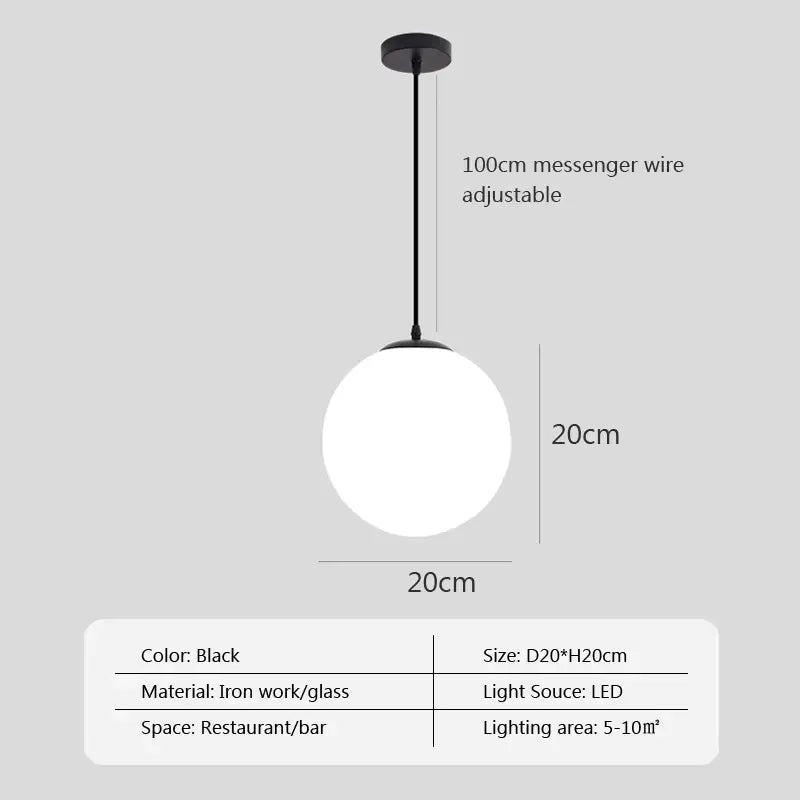 Black spherical glass ball pendant light with ironwork fixture minimalist decorbites glass ball for dining room