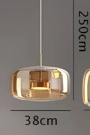 Minimalist white glass pendant light with golden-toned glass pendant light and sleek modern design for dining room