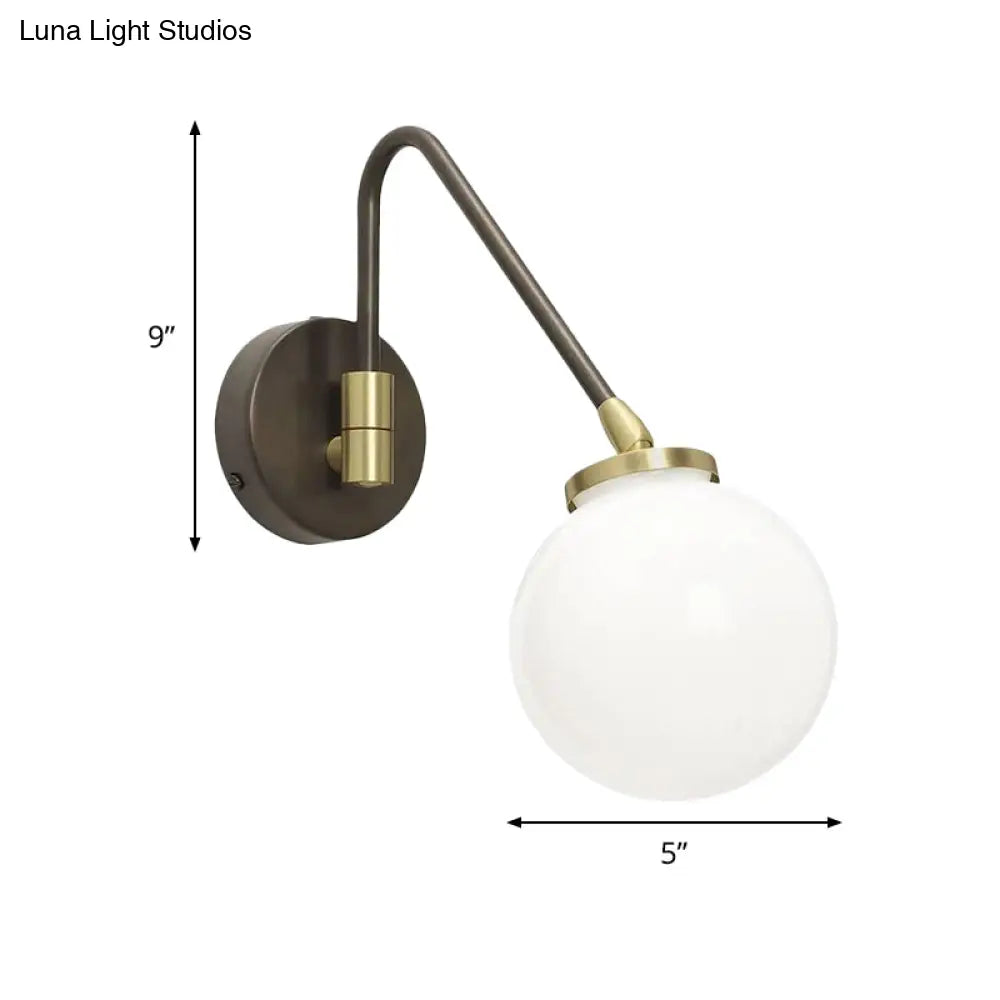 DecorBites™ DecorBites™ Minimalist White Glass Sconce Wall Light with Angled Black-Gold Arm