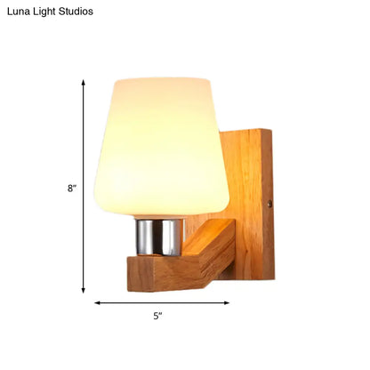 DecorBites™ DecorBites™ Minimalist White Glass Wood Sconce Light - Nordic Wall Lamp for Living Room