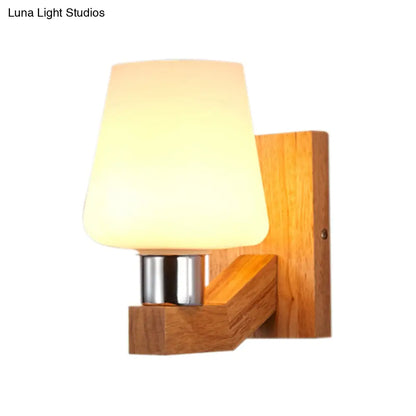 DecorBites™ DecorBites™ Minimalist White Glass Wood Sconce Light - Nordic Wall Lamp for Living Room