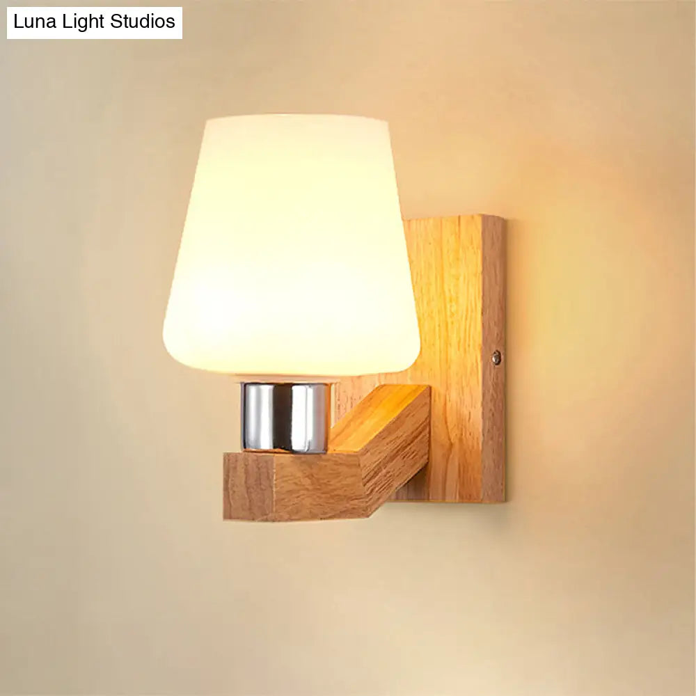 DecorBites™ DecorBites™ Minimalist White Glass Wood Sconce Light - Nordic Wall Lamp for Living Room