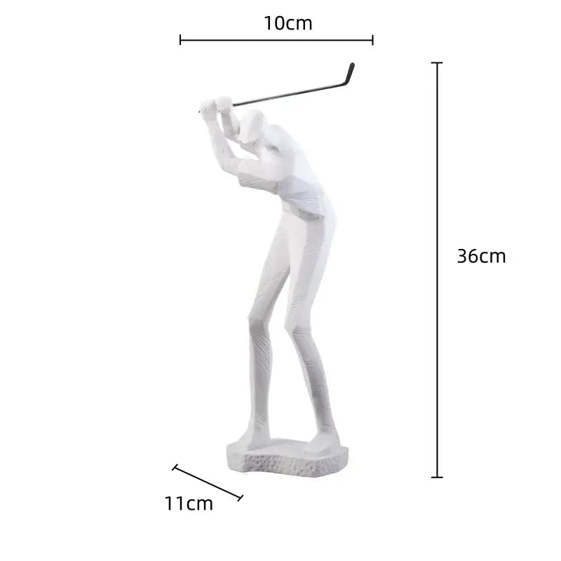 Minimalist white golf sculpture resin figurine with a sleek finish for living room decor as decorative ornaments