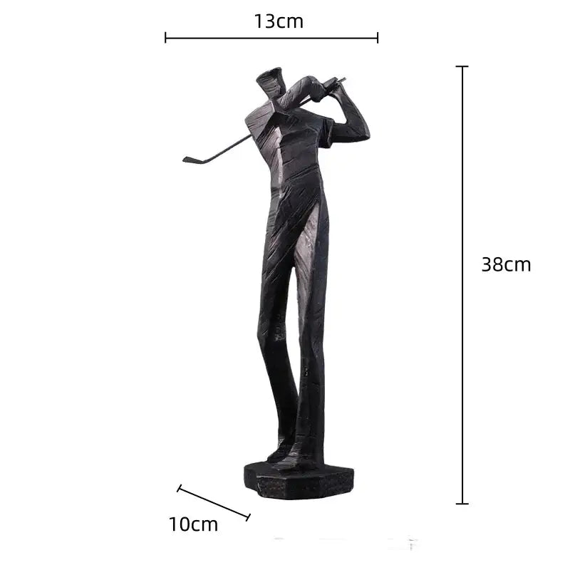 Black matte-finished abstract golfer sculpture resin figurine 38cm tall decorative ornaments for living room decorbites golf sculpture