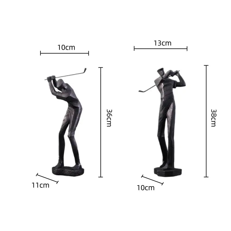 Two black resin golf sculpture figurines with minimalist design decorative ornaments for living room decorbites decorbites golf sculpture