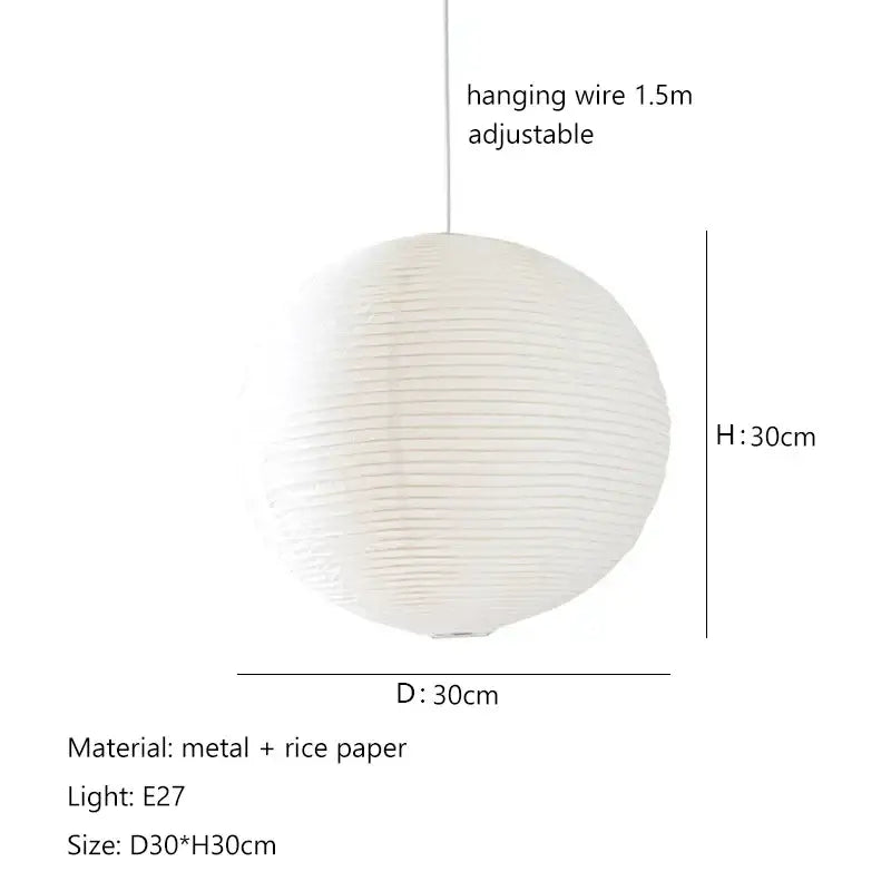 Minimalist white handwoven art pendant lamp with ribbed spherical rice paper shade by decorbites handwoven art