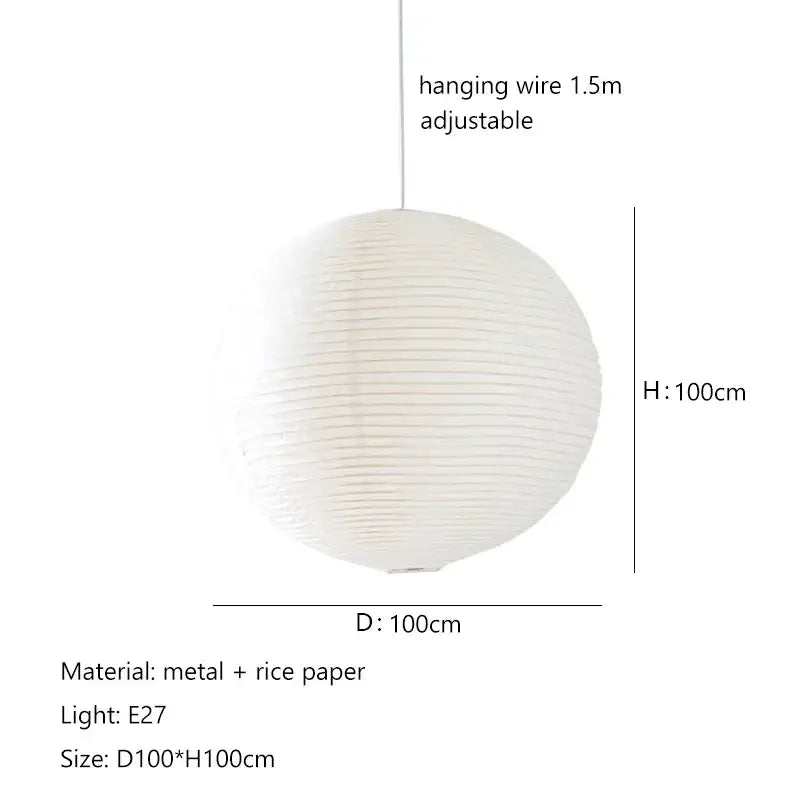 Minimalist white handwoven art pendant lamp made of ribbed rice paper and metal by decorbites for living room decor
