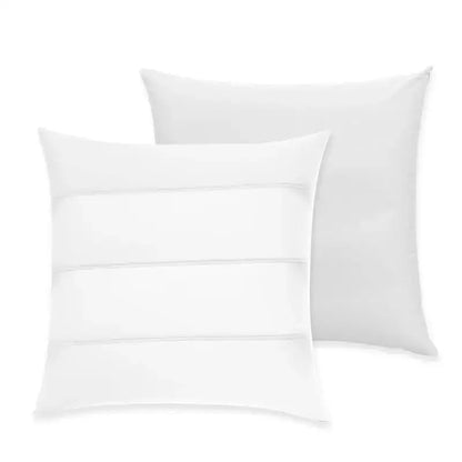 White square throw pillow with three horizontal stitched seams in minimalist inflatable pillow core set of 4 inserts
