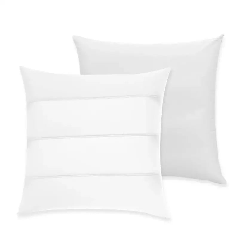 White square throw pillow with three horizontal stitched seams in minimalist inflatable pillow core set of 4 inserts
