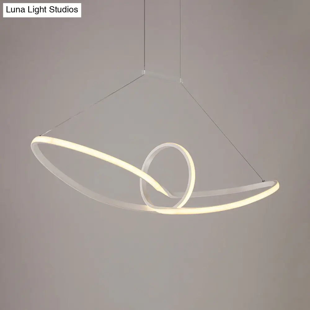 Lámpara colgante de techo minimalista White Knot con luz LED - Delgada, acrílica, luz cálida/blanca/natural