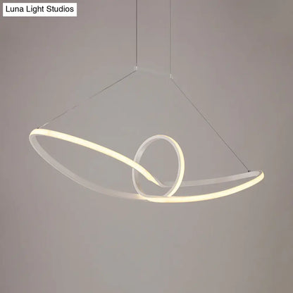 Lámpara colgante de techo minimalista White Knot con luz LED - Delgada, acrílica, luz cálida/blanca/natural