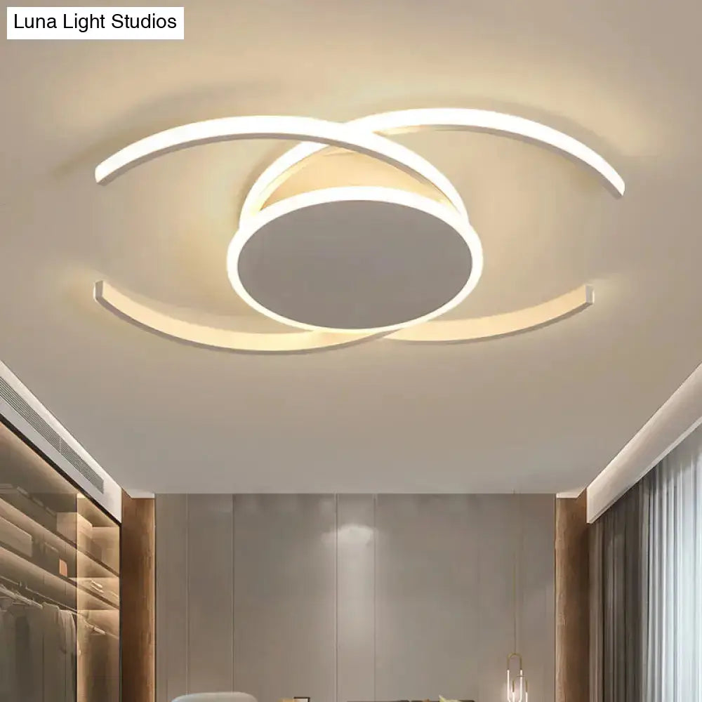DecorBites™ DecorBites™ Minimalist White LED Acrylic Ceiling Lamp - Dual C Shaped, Semi Flush, 16"/19.5"/23.5" Wide - Warm/White Light