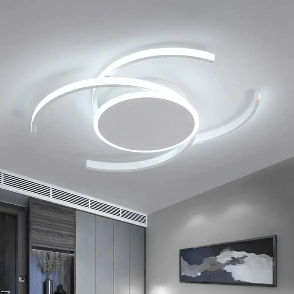 DecorBites™ DecorBites™ Minimalist White LED Acrylic Ceiling Lamp - Dual C Shaped, Semi Flush, 16"/19.5"/23.5" Wide - Warm/White Light